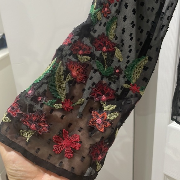 Embroidered black blouse - Picture 2 of 6